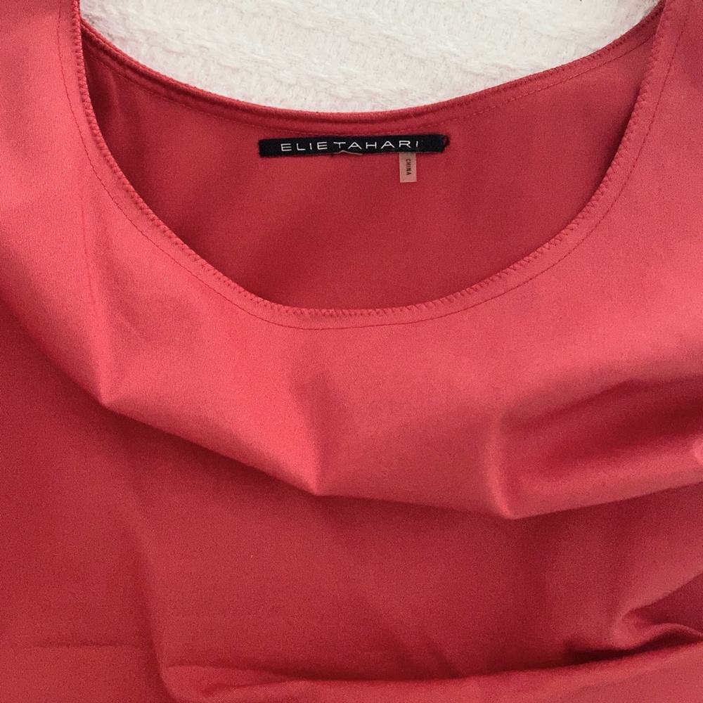 Elie Tahari Coral Red Sheath Dress - 2 - Picture 8 of 8